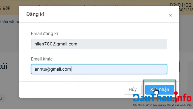 Figure 2.2: Register to monitor bidding packages via Email